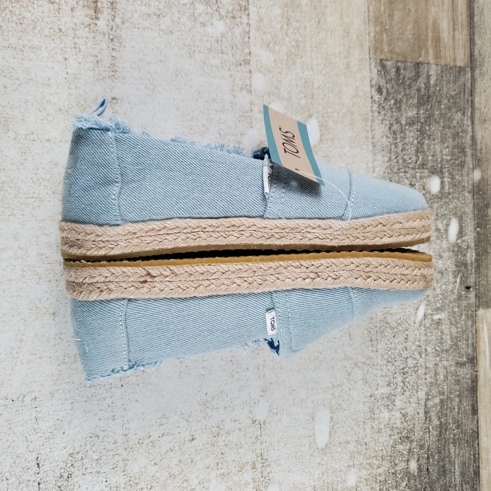 TOMS Alpargata Rope Youth Loafers Shoes Sz 13 Pastel Blue Washed Denim Slip On